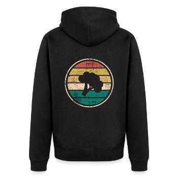 Broccoli Vegan Lover Retro Healthy Gift idea - Unisex Premium Organic Zip Hoodie - black - Back - Nico (187cm)