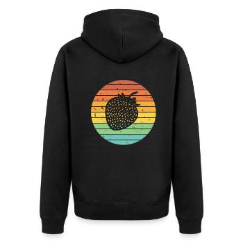 Strawberry Fruit Lover Retro Healthy Gift idea - Unisex Premium Bio Zip Hoodie - Schwarz - Hinten - Nico (187cm)