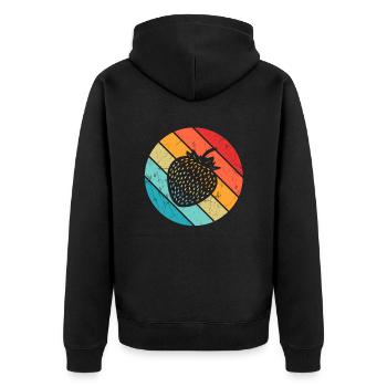 Strawberry Fruit Lover Retro Healthy Gift idea - Unisex Premium Bio Zip Hoodie - Schwarz - Hinten - Nico (187cm)