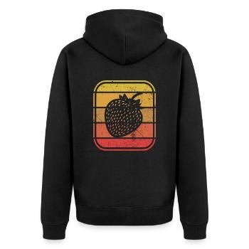 Strawberry Fruit Lover Retro Healthy Gift idea - Unisex Premium Bio Zip Hoodie - Schwarz - Hinten - Nico (187cm)
