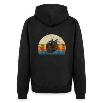 Strawberry Fruit Lover Retro Healthy Gift idea - Unisex Premium Bio Zip Hoodie - Schwarz - Hinten - Nico (187cm)