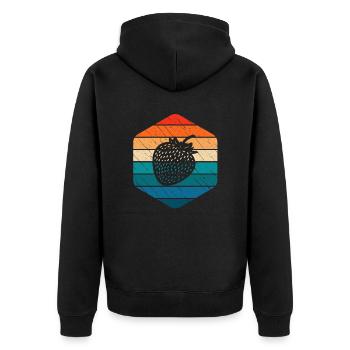 Strawberry Fruit Lover Retro Healthy Gift idea - Unisex Premium Bio Zip Hoodie - Schwarz - Hinten - Nico (187cm)