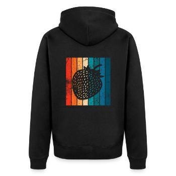 Strawberry Fruit Lover Retro Healthy Gift idea - Unisex Premium Bio Zip Hoodie - Schwarz - Hinten - Nico (187cm)