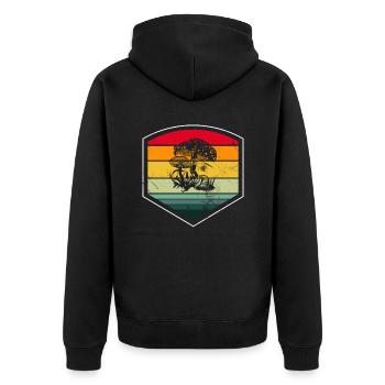 Mushroom Fungal Lover Retro Fungi Forest Gift idea - Unisex Premium Organic Zip Hoodie - black - Back - Nico (187cm)