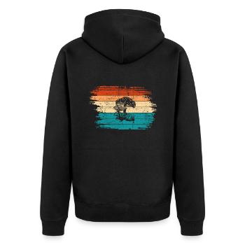 Mushroom Fungal Lover Retro Fungi Forest Gift idea - Unisex Premium Organic Zip Hoodie - black - Back - Nico (187cm)