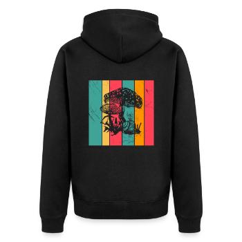 Mushroom Fungal Lover Retro Fungi Forest Gift idea - Unisex Premium Organic Zip Hoodie - black - Back - Nico (187cm)