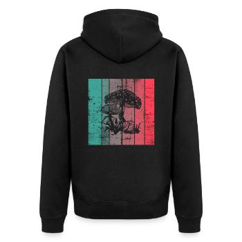 Mushroom Fungal Lover Retro Fungi Forest Gift idea - Unisex Premium Organic Zip Hoodie - black - Back - Nico (187cm)