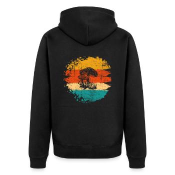 Mushroom Fungal Lover Retro Fungi Forest Gift idea - Unisex Premium Organic Zip Hoodie - black - Back - Nico (187cm)