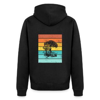 Mushroom Fungal Lover Retro Fungi Forest Gift idea - Unisex Premium Organic Zip Hoodie - black - Back - Nico (187cm)