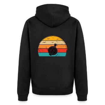 Oignon Lover Retro Vegetables Vegan Idée cadeau - Veste à capuche bio Premium Unisexe - noir - Dos - Nico (187cm)