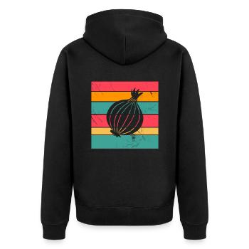Oignon Lover Retro Vegetables Vegan Idée cadeau - Veste à capuche bio Premium Unisexe - noir - Dos - Nico (187cm)