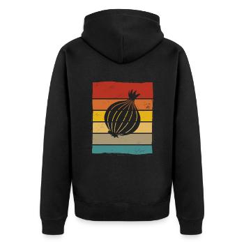 Onion Lover Retro Vegetables Vegan Gift idea - Unisex Premium Bio Zip Hoodie - Schwarz - Hinten - Nico (187cm)