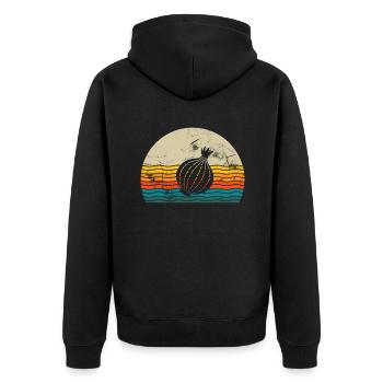 Onion Lover Retro Vegetables Vegan Gift idea - Unisex Premium Bio Zip Hoodie - Schwarz - Hinten - Nico (187cm)