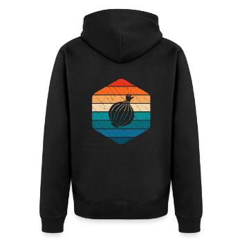 Oignon Lover Retro Vegetables Vegan Idée cadeau - Veste à capuche bio Premium Unisexe - noir - Dos - Nico (187cm)