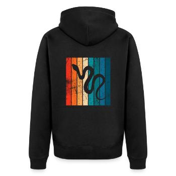 Snake Retro Reptile Python Gift idea - Unisex Premium Bio Zip Hoodie - Schwarz - Hinten - Nico (187cm)