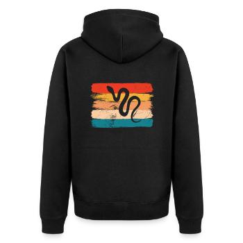 Snake Retro Reptile Python Gift idea - Unisex Premium Bio Zip Hoodie - Schwarz - Hinten - Nico (187cm)