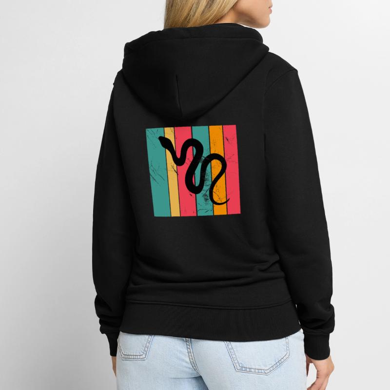Snake Retro Reptile Python Gift idea Unisex Premium Bio Zip Hoodie