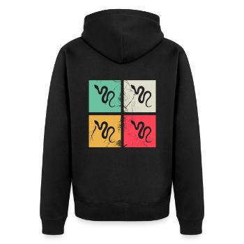 Snake Retro Reptile Python Gift idea - Unisex Premium Bio Zip Hoodie - Schwarz - Hinten - Nico (187cm)