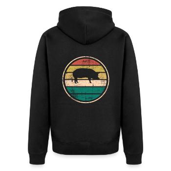 Pig Animal Retro Pet Farm Idée cadeau - Veste à capuche bio Premium Unisexe - noir - Dos - Nico (187cm)