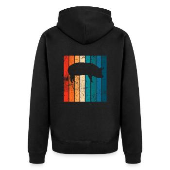Pig Animal Retro Pet Farm Idée cadeau - Veste à capuche bio Premium Unisexe - noir - Dos - Nico (187cm)