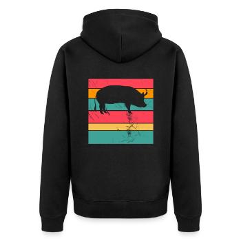 Pig Animal Retro Pet Farm Idée cadeau - Veste à capuche bio Premium Unisexe - noir - Dos - Nico (187cm)