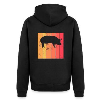 Pig Animal Retro Pet Farm Idée cadeau - Veste à capuche bio Premium Unisexe - noir - Dos - Nico (187cm)