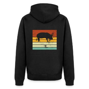 Pig Animal Retro Pet Farm Idée cadeau - Veste à capuche bio Premium Unisexe - noir - Dos - Nico (187cm)