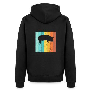 Pig Animal Retro Pet Farm Idée cadeau - Veste à capuche bio Premium Unisexe - noir - Dos - Nico (187cm)