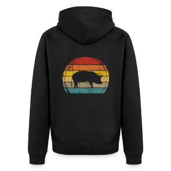 Pig Animal Retro Pet Farm Idée cadeau - Veste à capuche bio Premium Unisexe - noir - Dos - Nico (187cm)