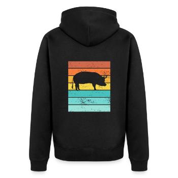 Pig Animal Retro Pet Farm Idée cadeau - Veste à capuche bio Premium Unisexe - noir - Dos - Nico (187cm)