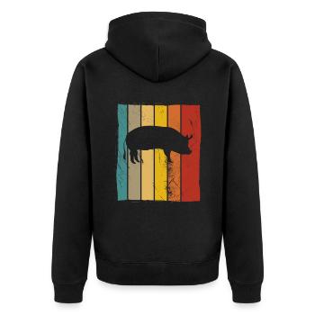 Pig Animal Retro Pet Farm Idée cadeau - Veste à capuche bio Premium Unisexe - noir - Dos - Nico (187cm)