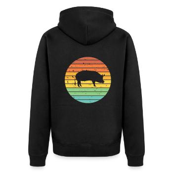 Pig Animal Retro Pet Farm Idée cadeau - Veste à capuche bio Premium Unisexe - noir - Dos - Nico (187cm)