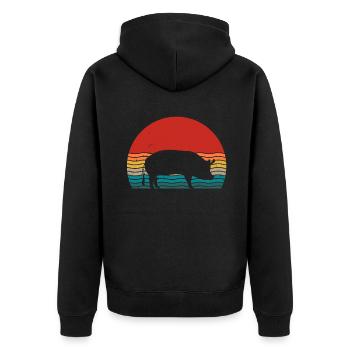 Pig Animal Retro Pet Farm Idée cadeau - Veste à capuche bio Premium Unisexe - noir - Dos - Nico (187cm)