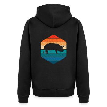 Pig Animal Retro Pet Farm Idée cadeau - Veste à capuche bio Premium Unisexe - noir - Dos - Nico (187cm)