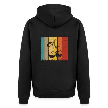 Cherry Fruit Lover Retro Healthy Gift idea - Unisex Premium Organic Zip Hoodie - black - Back - Nico (187cm)