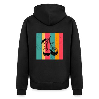 Cherry Fruit Lover Retro Healthy Gift idea - Unisex Premium Organic Zip Hoodie - black - Back - Nico (187cm)
