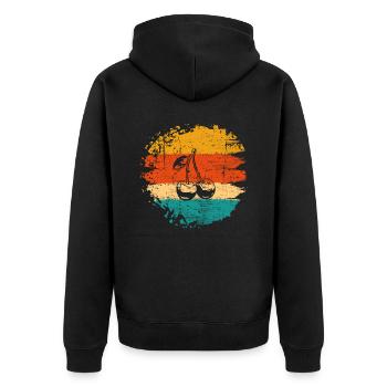 Cherry Fruit Lover Retro Healthy Gift idea - Unisex Premium Organic Zip Hoodie - black - Back - Nico (187cm)