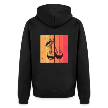 Cherry Fruit Lover Retro Healthy Gift idea - Unisex Premium Organic Zip Hoodie - black - Back - Nico (187cm)