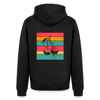 Cherry Fruit Lover Retro Healthy Idée cadeau - Veste à capuche bio Premium Unisexe - noir - Dos - Nico (187cm)