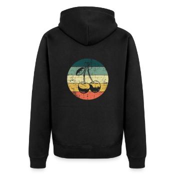 Cherry Fruit Lover Retro Healthy Gift idea - Unisex Premium Organic Zip Hoodie - black - Back - Nico (187cm)