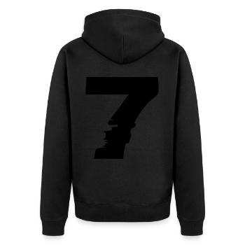 7 Nombre - Veste à capuche bio Premium Unisexe - noir - Dos - Nico (187cm)