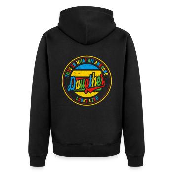 Best Daughter This Looks A Family Retro Gift - Unisex Premium Organic Zip Hoodie - black - Back - Nico (187cm)