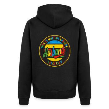 Best Husband in the World Retro Gift - Unisex Premium Organic Zip Hoodie - black - Back - Nico (187cm)