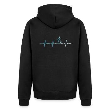 Herzschlag Fußball Puls Fußballer - Unisex Premium Bio Zip Hoodie - Schwarz - Hinten - Nico (187cm)