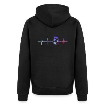 Herzschlag Fußball Puls Fußballer - Unisex Premium Bio Zip Hoodie - Schwarz - Hinten - Nico (187cm)