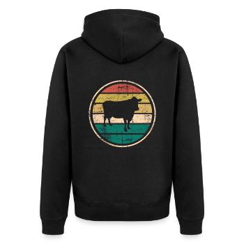 Kuh Retro Muh Landwirt Milch Bauernhof Geschenk - Unisex Premium Bio Zip Hoodie - Schwarz - Hinten - Nico (187cm)