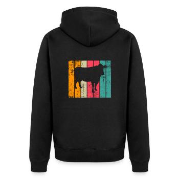 Kuh Retro Muh Landwirt Milch Bauernhof Geschenk - Unisex Premium Bio Zip Hoodie - Schwarz - Hinten - Nico (187cm)
