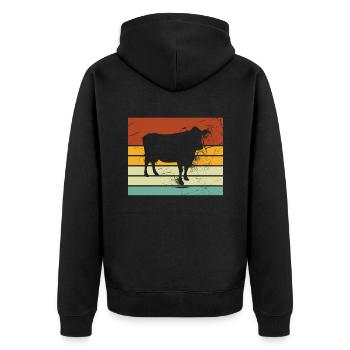 Kuh Retro Muh Landwirt Milch Bauernhof Geschenk - Unisex Premium Bio Zip Hoodie - Schwarz - Hinten - Nico (187cm)