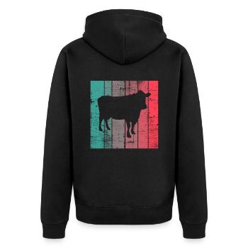 Kuh Retro Muh Landwirt Milch Bauernhof Geschenk - Unisex Premium Bio Zip Hoodie - Schwarz - Hinten - Nico (187cm)