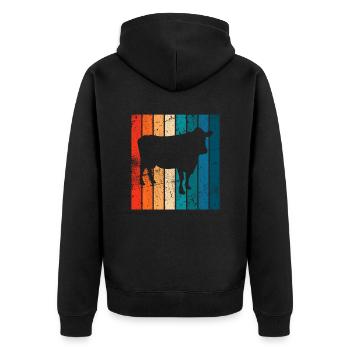 Kuh Retro Muh Landwirt Milch Bauernhof Geschenk - Unisex Premium Bio Zip Hoodie - Schwarz - Hinten - Nico (187cm)